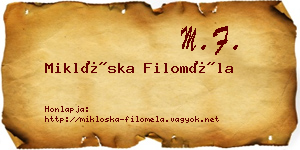 Miklóska Filoméla névjegykártya